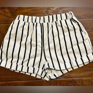Forever 21 Black and White Striped High Waist Shorts